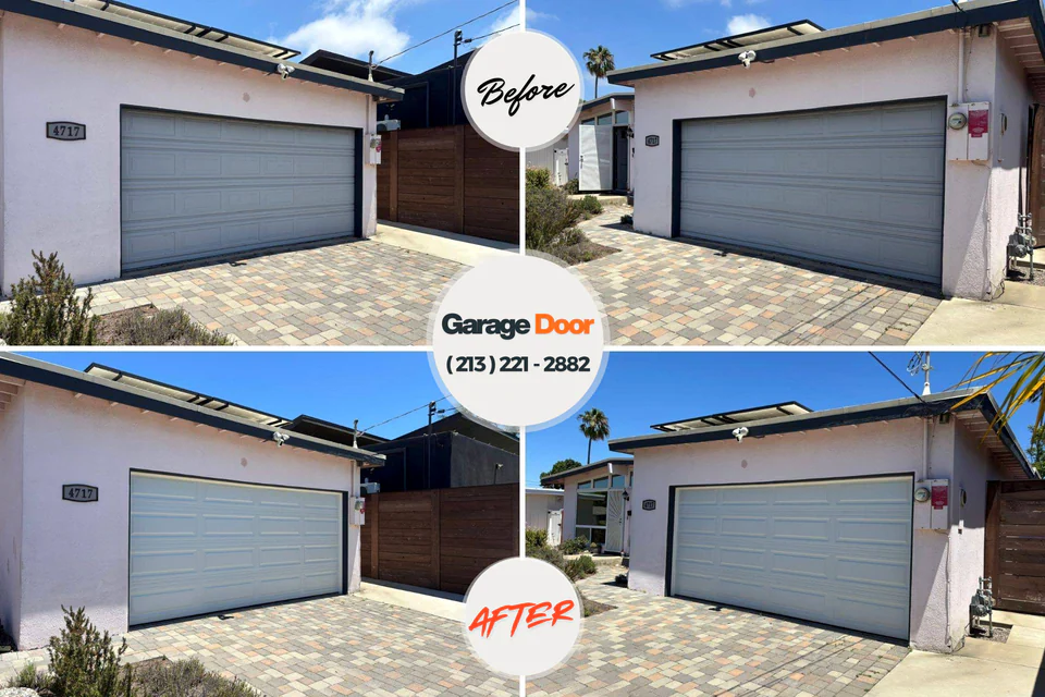 Before and after: garage door repair Russell Gardens, NY